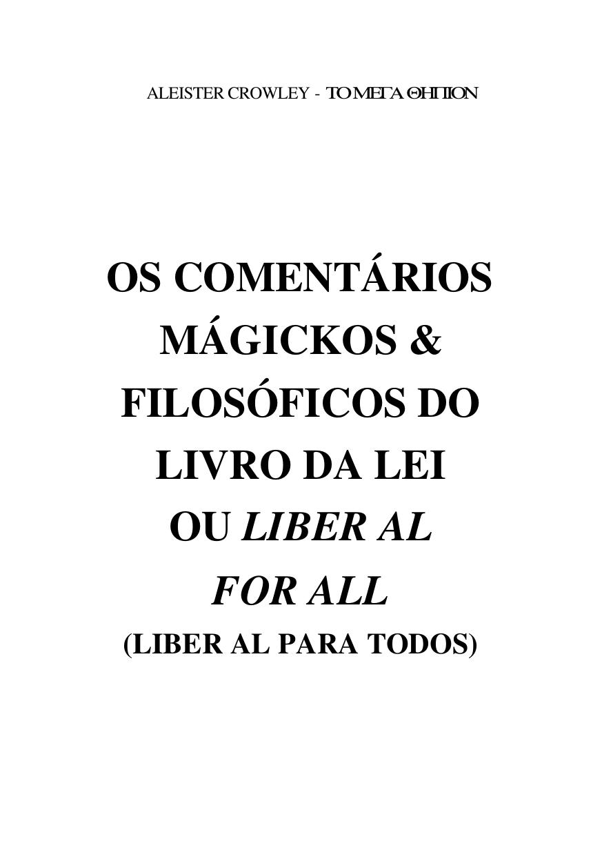 Os Comentários Mágickos e Filosóficos do Livro