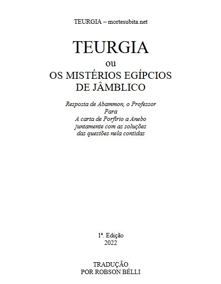 Teurgia - Ou os mistérios egícpios de Jamblico